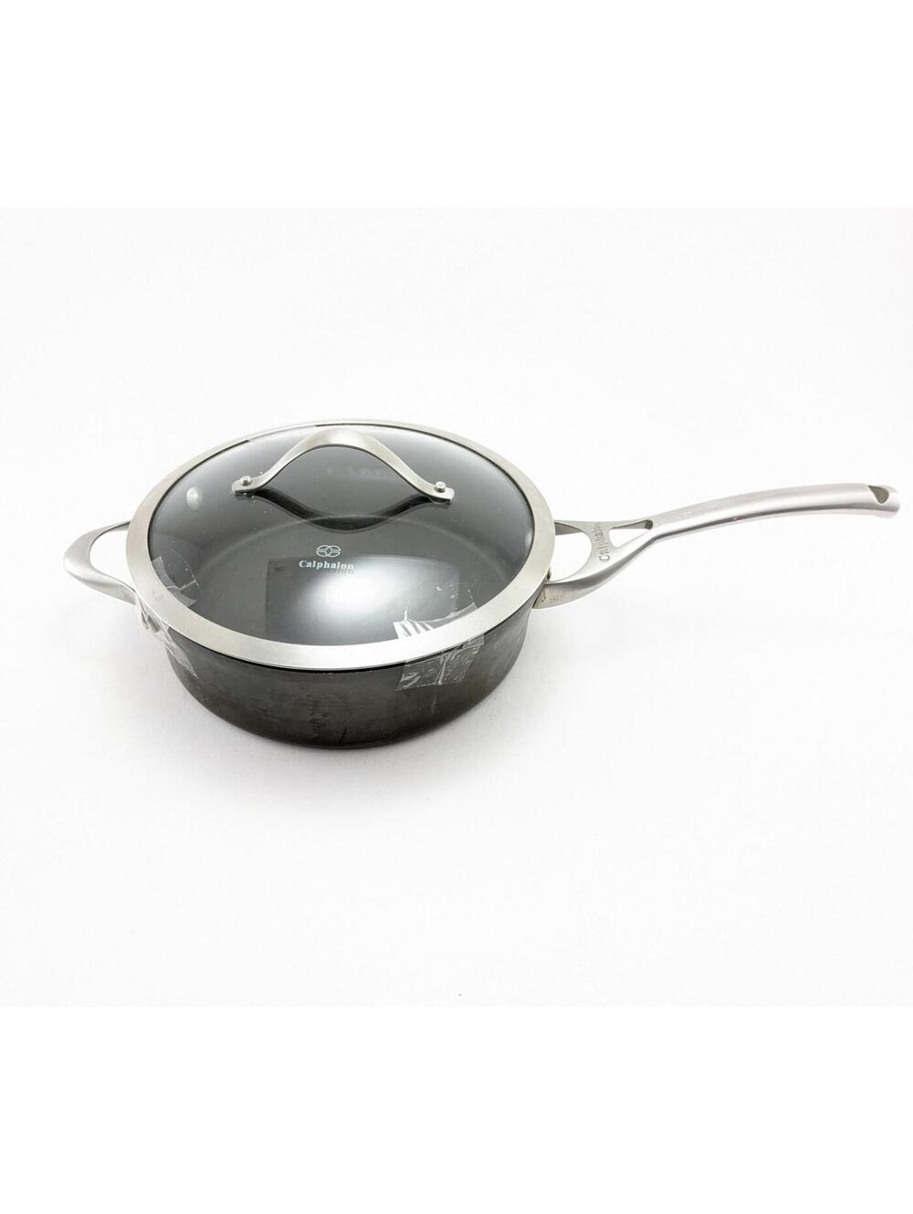 Calphalon 3Qt Hard Black Anodized Dutch Oven Stock Pot With Glass Lid 5003